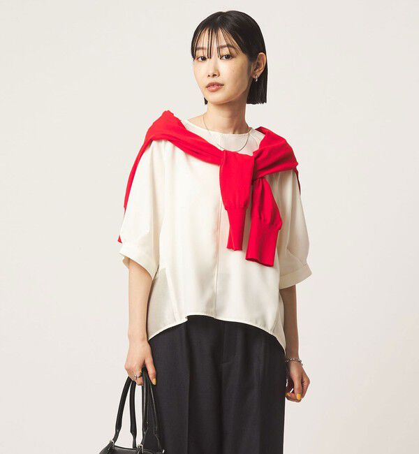 UNITED ARROWS green label relaxing「［size SHORTあり］fleurie(フルリー) フォルム ショートスリーブ ブラウス」|シャツ・ブラウス|OFF WHITE