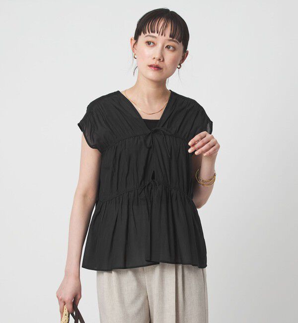 UNITED ARROWS green label relaxing「ボリューム 2WAY リボン ノースリーブ ブラウス」|シャツ・ブラウス|