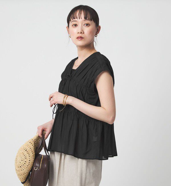 UNITED ARROWS green label relaxing「ボリューム 2WAY リボン ノースリーブ ブラウス」|シャツ・ブラウス|