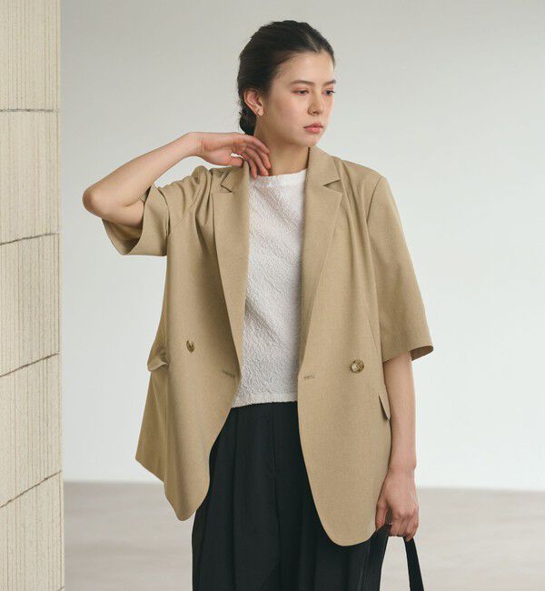 BEAUTY&YOUTH UNITED ARROWS「ハーフスリーブ ジャケット 吸水速乾 防シワ ウォッシャブル」|テーラードジャケット|BEIGE