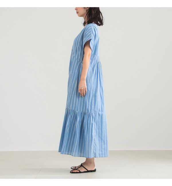 Demi-Luxe BEAMS 「【別注】ne Quittez pas / ボイル ストライプ フレンチスリーブ ワンピース」|ワンピース|