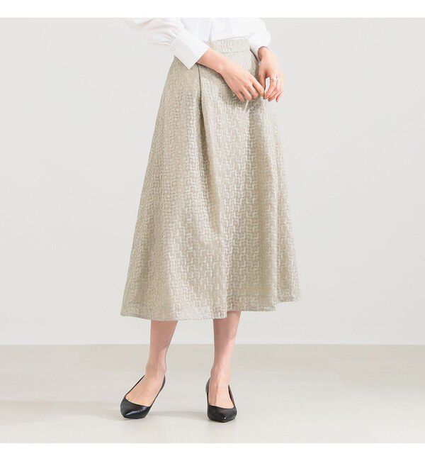 Demi-Luxe BEAMS 「オーガンジー エンブロイダリー フレアースカート」|スカート|GREIGE