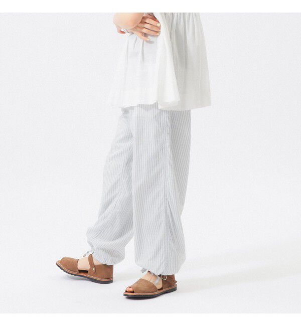 BEAMSBOY「チェック ストライプ ヘムコード パンツ」|チノ|BLUE