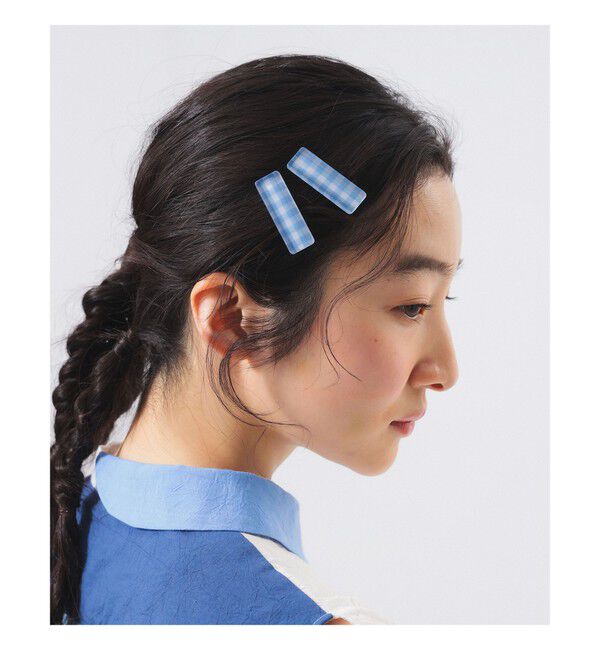 BEAMSBOY「ギンガムチェック ヘアピン 2セット」|その他|BLUE
