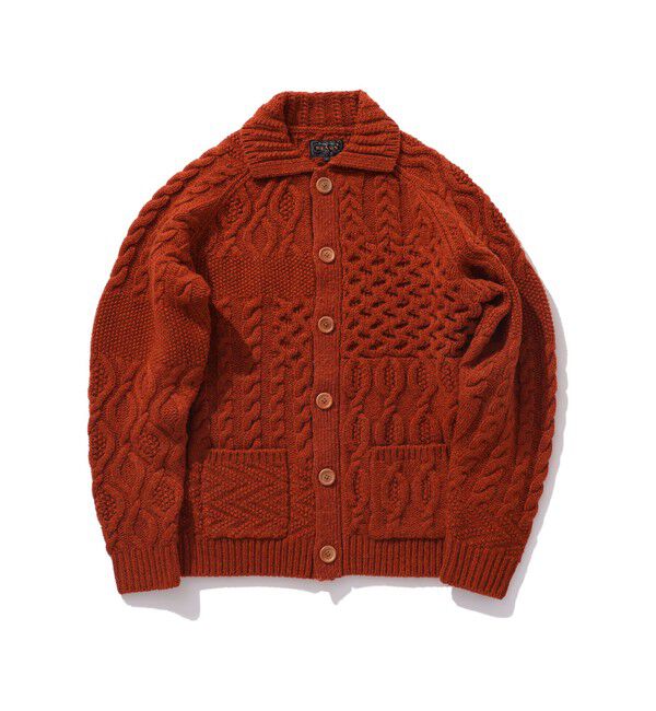 BEAMS PLUS「BEAMS PLUS / Cardigan Alan Patchwork」|カーディガン|ORANGE