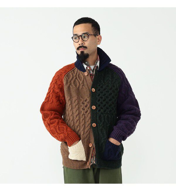 BEAMS PLUS「BEAMS PLUS / Cardigan Alan Patchwork」|カーディガン|