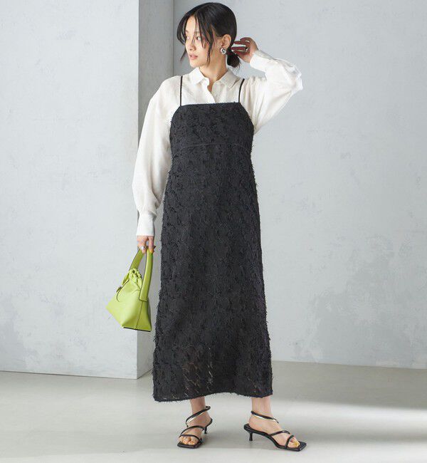 SHIPS for women「〈手洗い可能〉フリンジ ジャカード キャミ ワンピース 24SS」|ワンピース|
