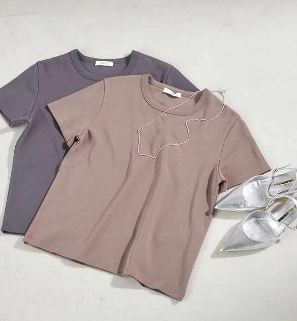 SHIPS for women「《一部追加予約》オーガニック コットン スムース TEE」|Tシャツ・カットソー|ブラウン系