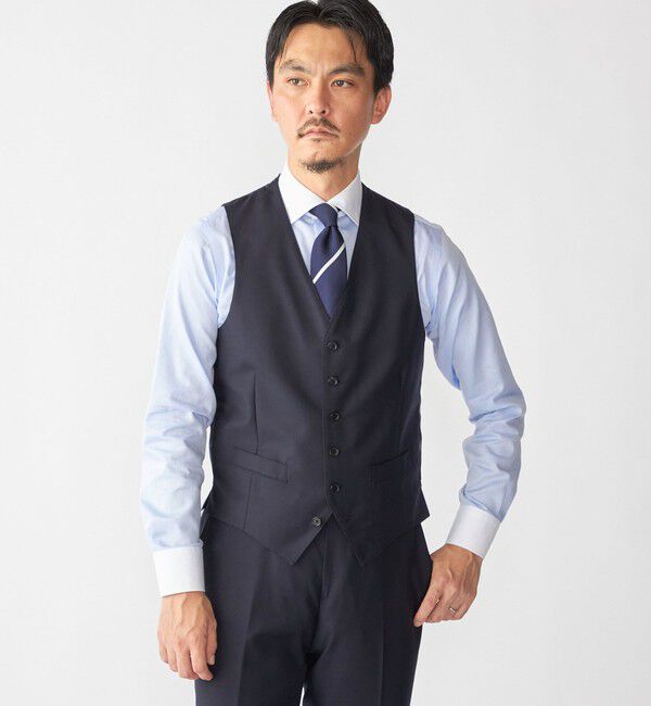 SHIPS「SHIPS: 御幸毛織 ファブリック FOUR SEASONS ソリッド ベスト」|ダウンベスト・ベスト|ネイビー