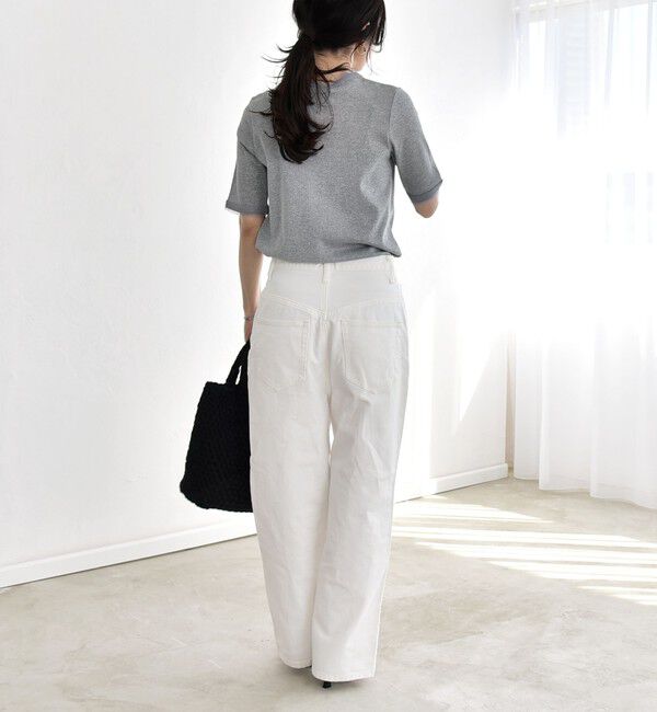 quaranciel「quaranciel:〈手洗い可能〉ラメ チュール リブ コンパクト TEE」|Tシャツ・カットソー|