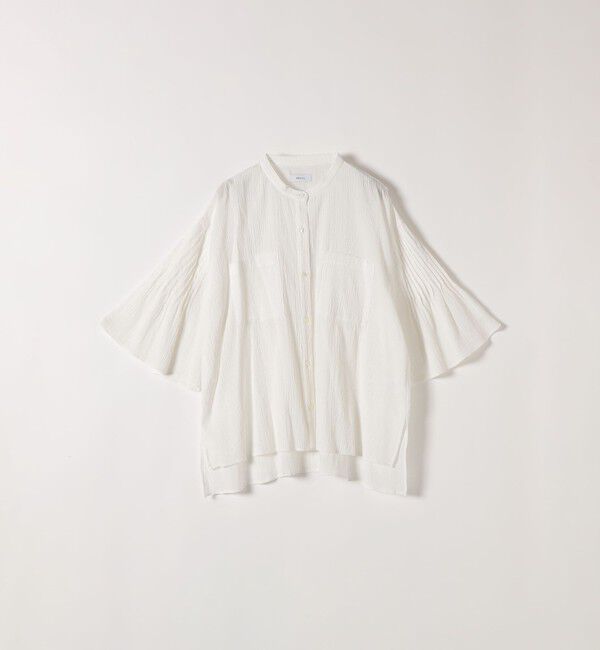 SHIPS any「SHIPS any:〈洗濯機可能〉楊柳 シアー バンド カラー フレア シャツ」|シャツ・ブラウス|