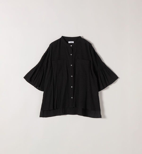 SHIPS any「SHIPS any:〈洗濯機可能〉楊柳 シアー バンド カラー フレア シャツ」|シャツ・ブラウス|