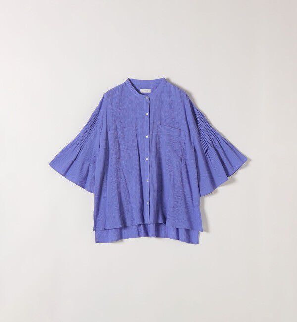 SHIPS any「SHIPS any:〈洗濯機可能〉楊柳 シアー バンド カラー フレア シャツ」|シャツ・ブラウス|