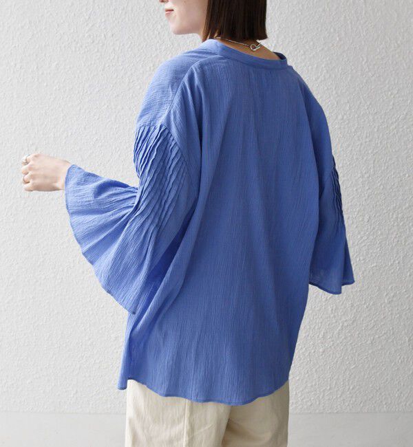 SHIPS any「SHIPS any:〈洗濯機可能〉楊柳 シアー バンド カラー フレア シャツ」|シャツ・ブラウス|