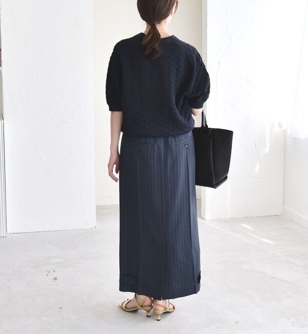 quaranciel「《予約》quaranciel:〈手洗い可能〉透かし編み ポロ ニット プルオーバー」|ニット・セーター|