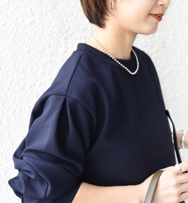 SHIPS for women「〈洗濯機可能〉アンティーク ダンボール 袖 リブ プルオーバー」|Tシャツ・カットソー|ネイビー