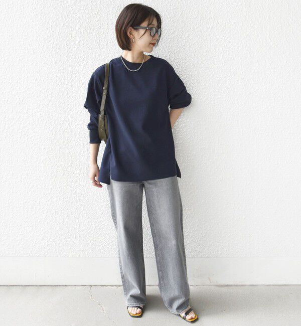 SHIPS for women「〈洗濯機可能〉アンティーク ダンボール 袖 リブ プルオーバー」|Tシャツ・カットソー|