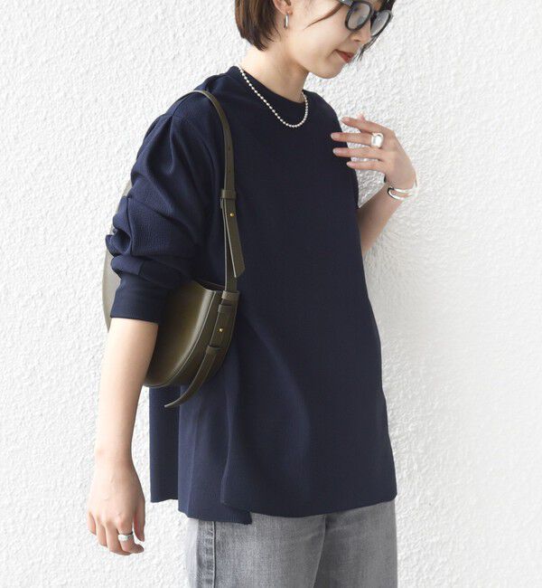 SHIPS for women「〈洗濯機可能〉アンティーク ダンボール 袖 リブ プルオーバー」|Tシャツ・カットソー|