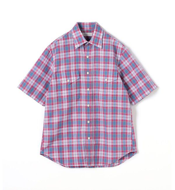 TOMORROWLAND MENS「コットンリネン マドラスチェック サファリシャツ」|シャツ・ブラウス|64 ブルー系