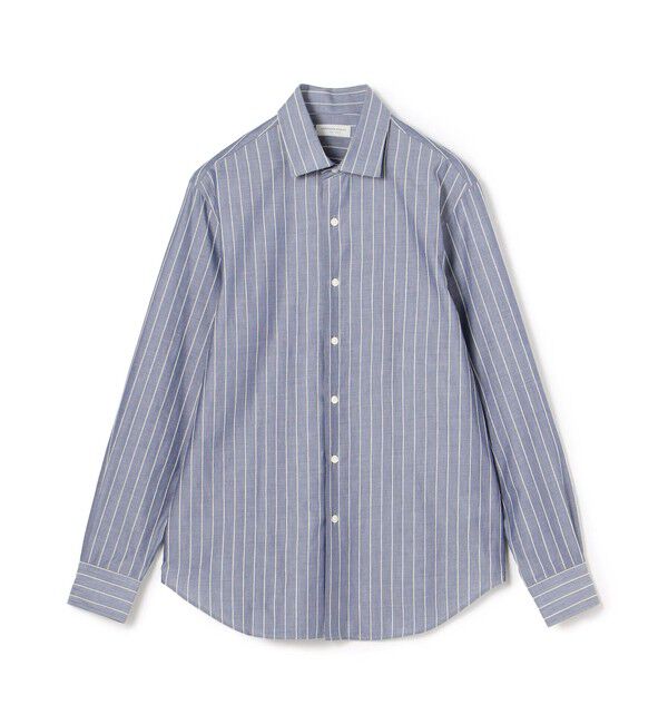 TOMORROWLAND MENS「120/2コットン ストライプ ワイドスプレッドカラーシャツ」|シャツ・ブラウス|68 ネイビー系
