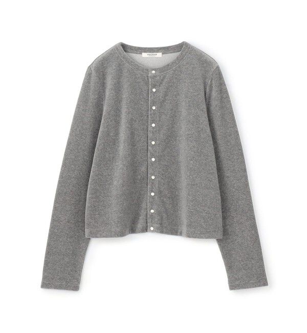 MACPHEE「コットンポリエステルベロア クルーネックカーディガン」|カーディガン|15 グレー