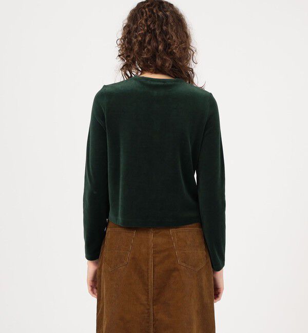 MACPHEE「コットンポリエステルベロア クルーネックカーディガン」|カーディガン|