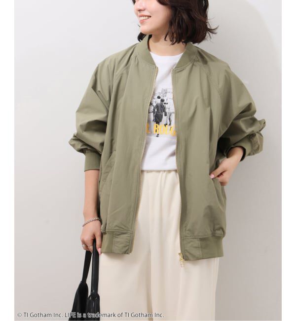 JOURNAL STANDARD relume「《追加》［手洗い可］ウォッシャブルナイロンダブルジップMA-1」|ブルゾン・スタジャン|カーキ A