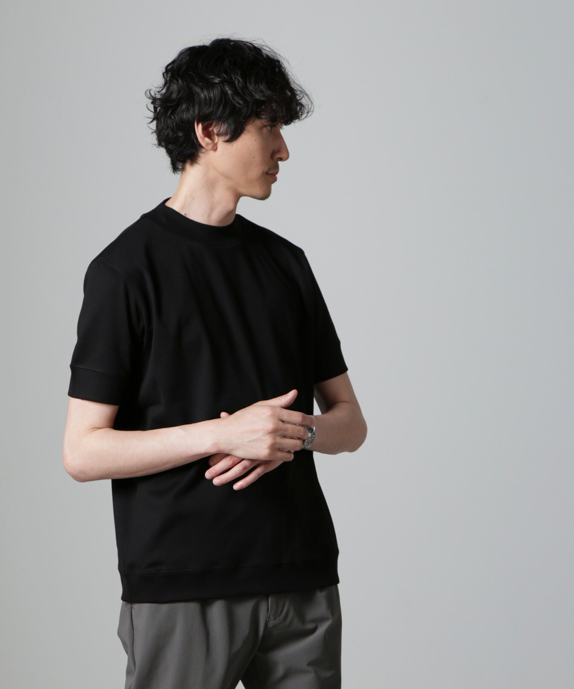 nano･universe「「FORMAL JERSEY」モックネックカットソー半袖」|Tシャツ・カットソー|