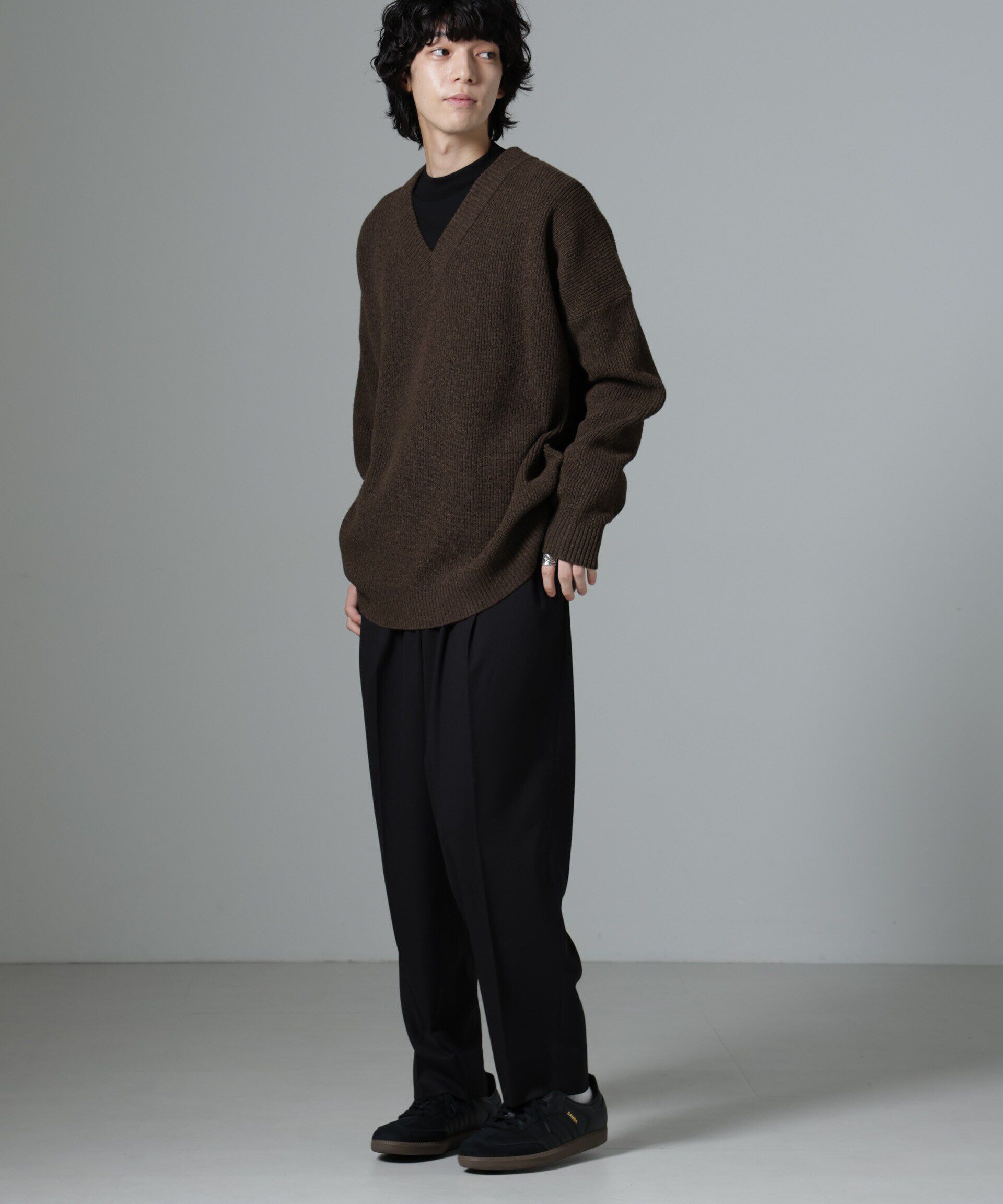 nano･universe「微起毛ワイドテーパードパンツ」|チノ|