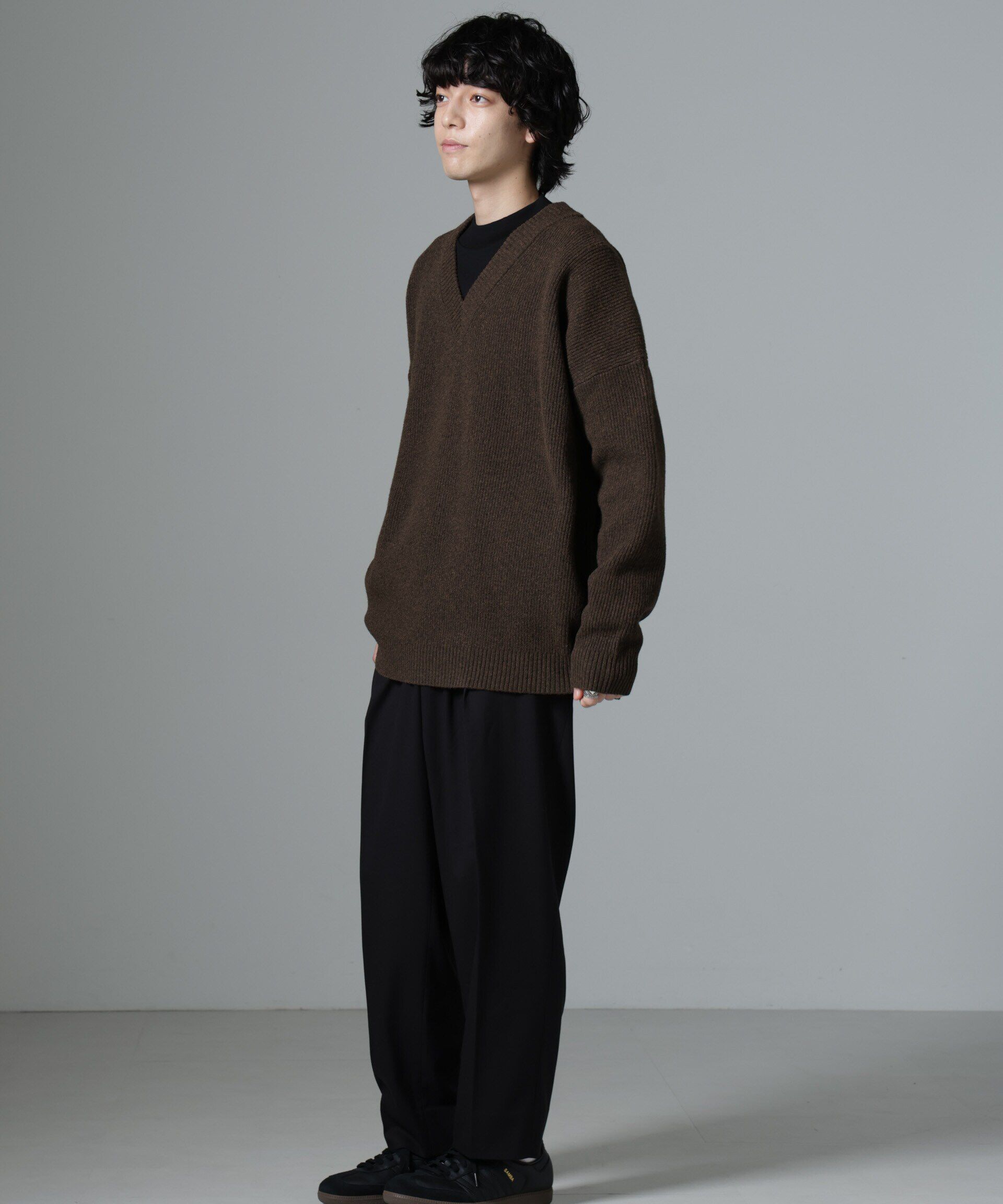 nano･universe「微起毛ワイドテーパードパンツ」|チノ|