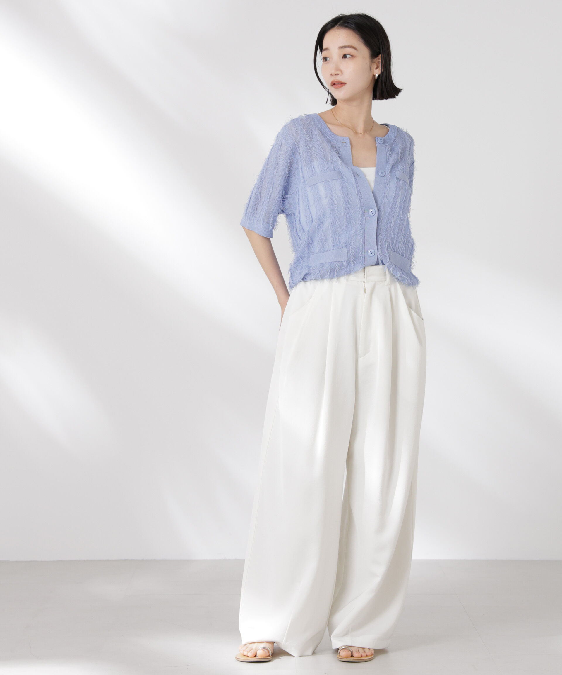 nano･universe「カットフリンジニットカーディガン」|ニット・セーター|