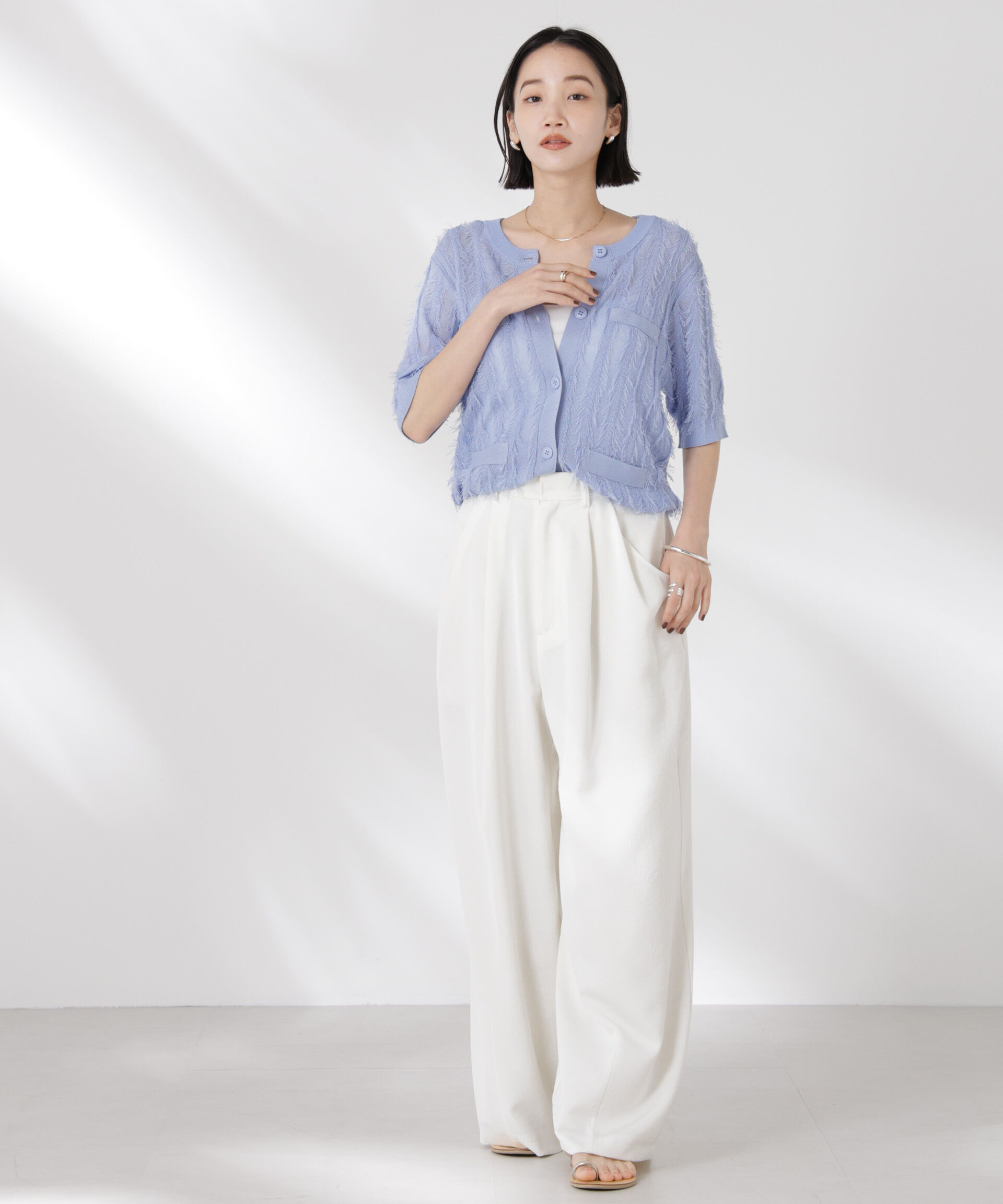 nano･universe「カットフリンジニットカーディガン」|ニット・セーター|