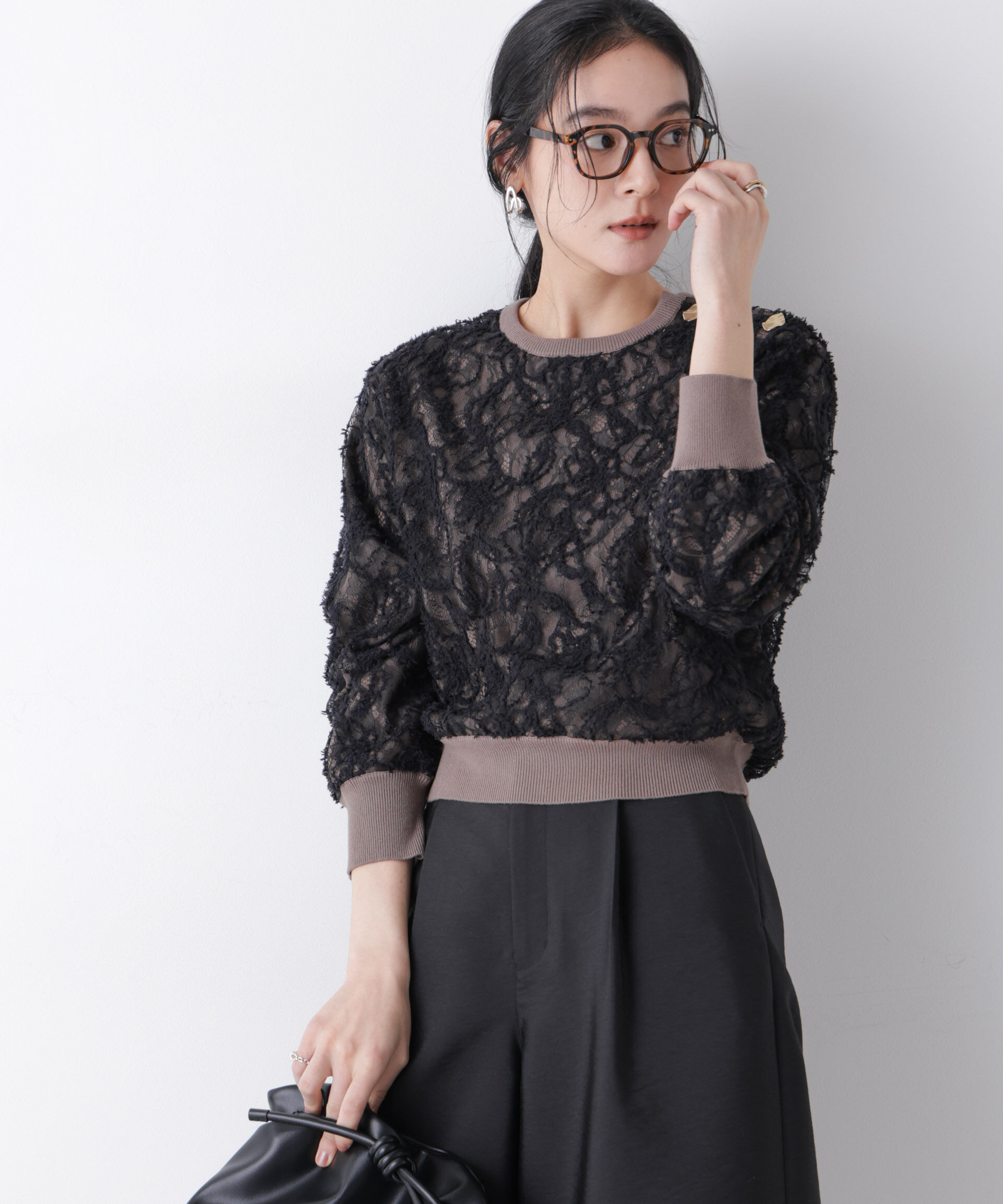 nano･universe「レースレイヤードニットプルオーバー」|ニット・セーター|