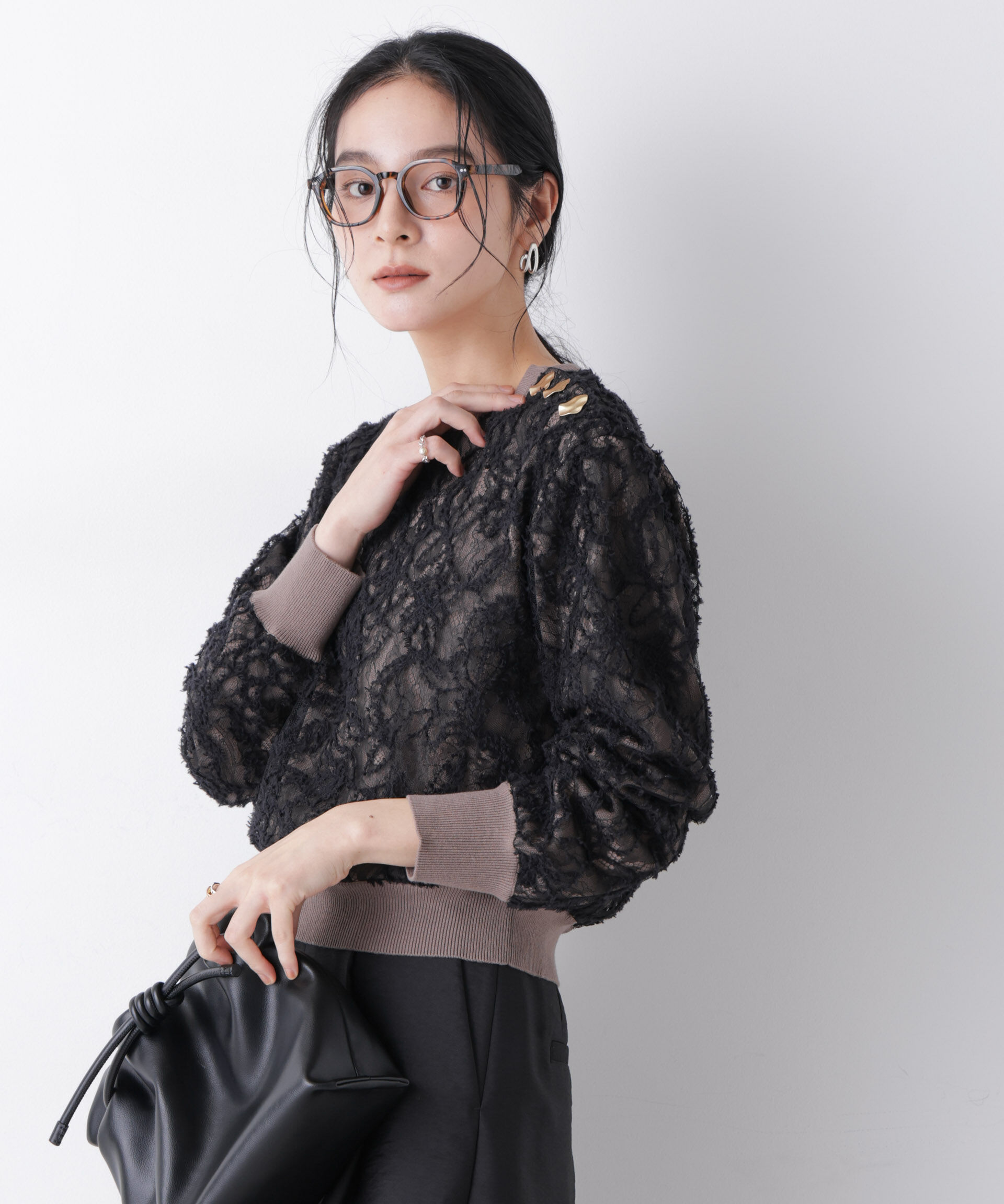 nano･universe「レースレイヤードニットプルオーバー」|ニット・セーター|