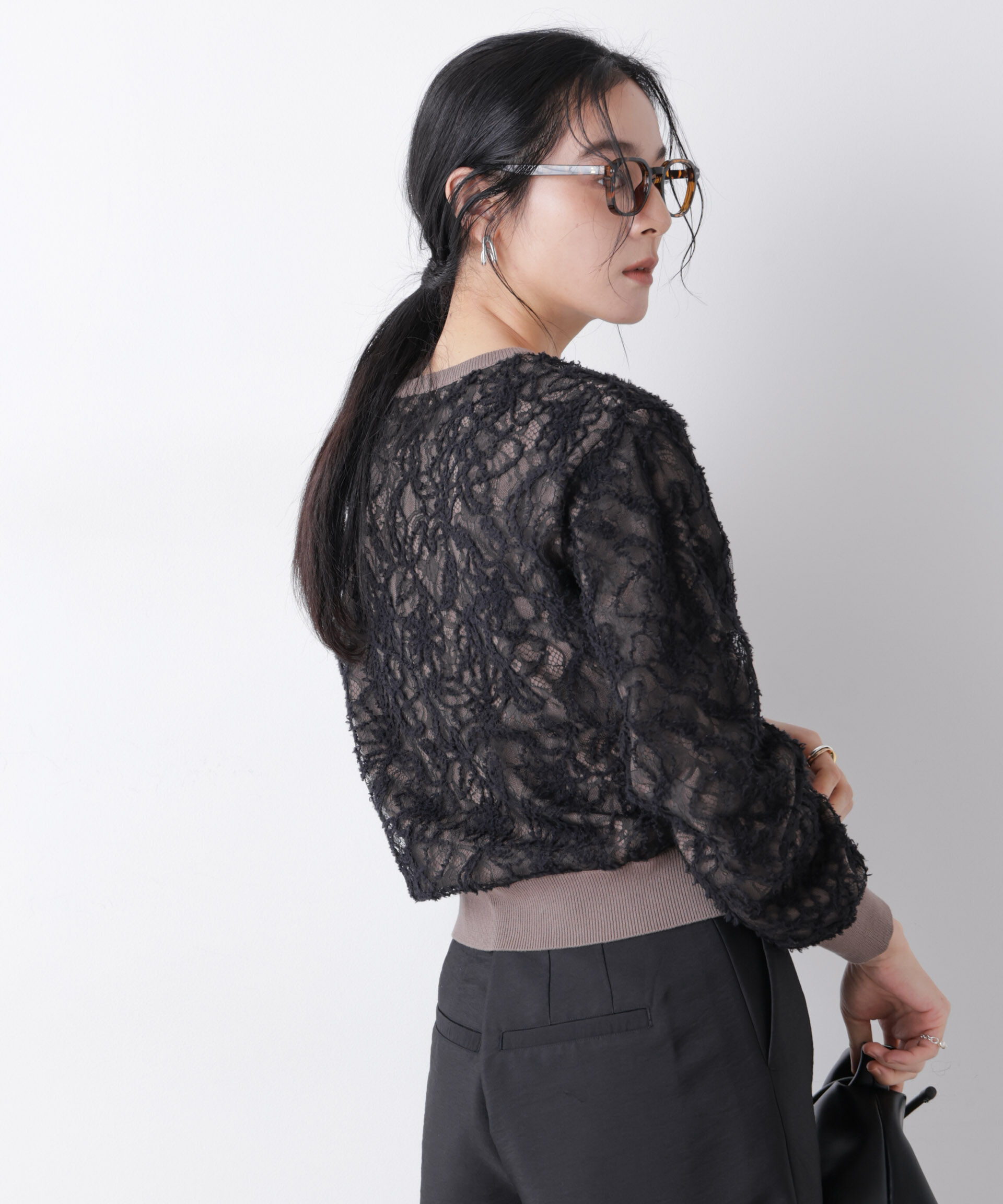 nano･universe「レースレイヤードニットプルオーバー」|ニット・セーター|