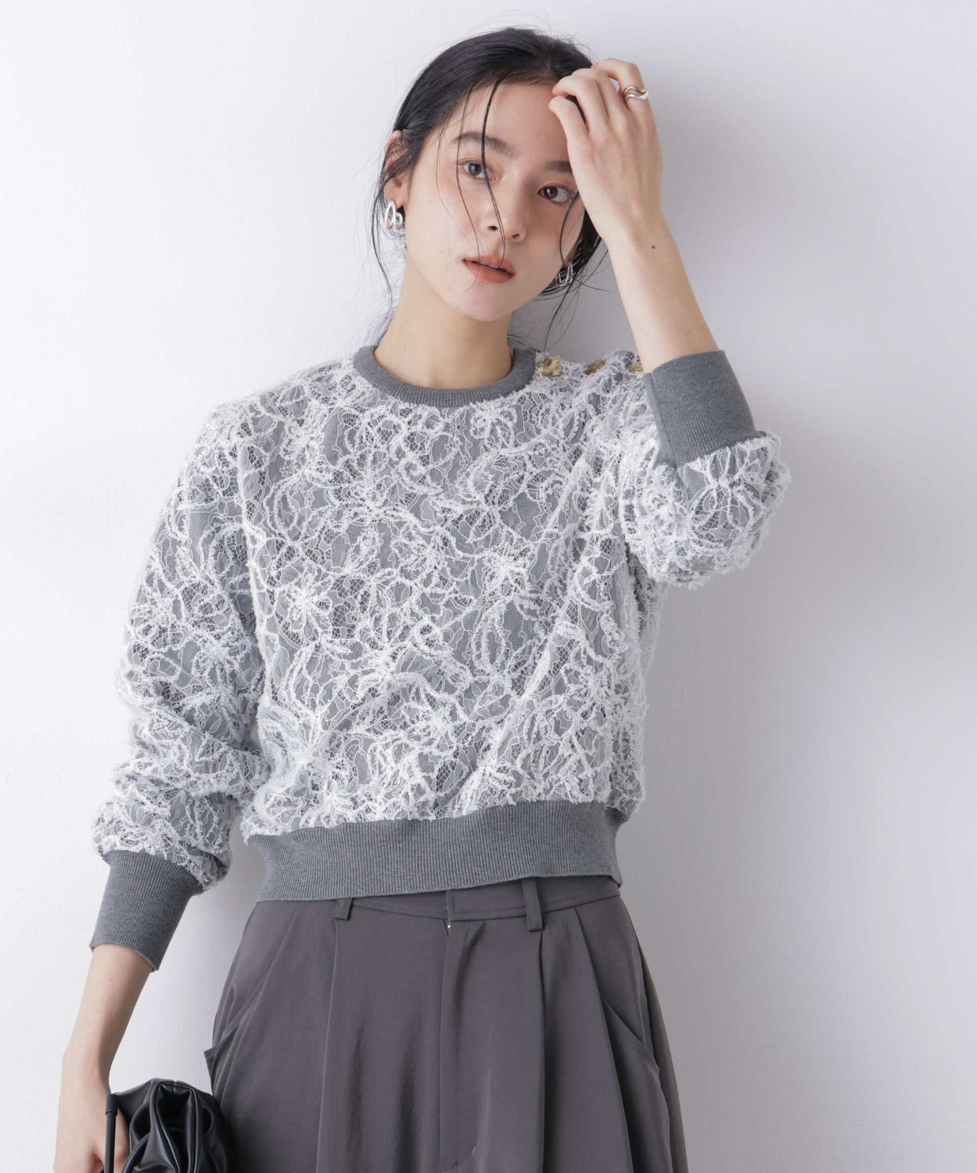 nano･universe「レースレイヤードニットプルオーバー」|ニット・セーター|