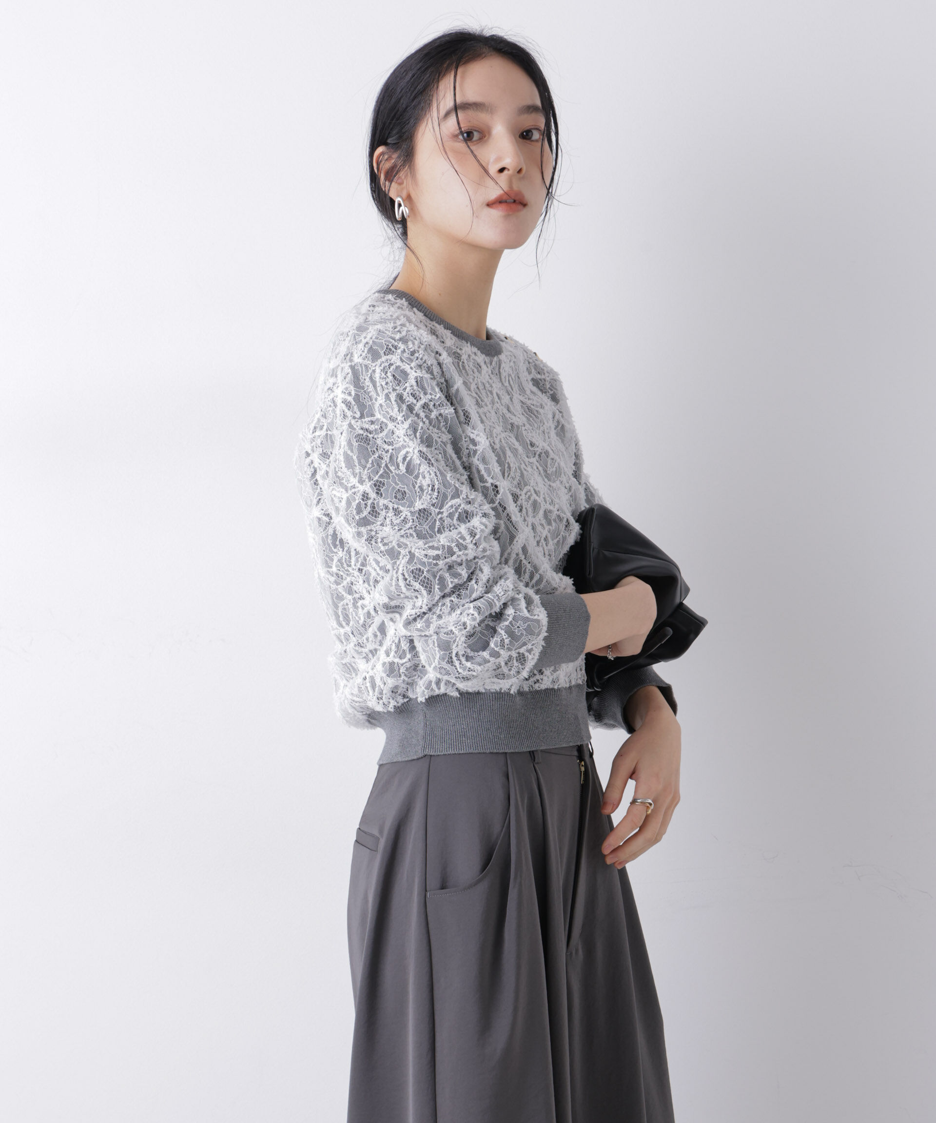nano･universe「レースレイヤードニットプルオーバー」|ニット・セーター|