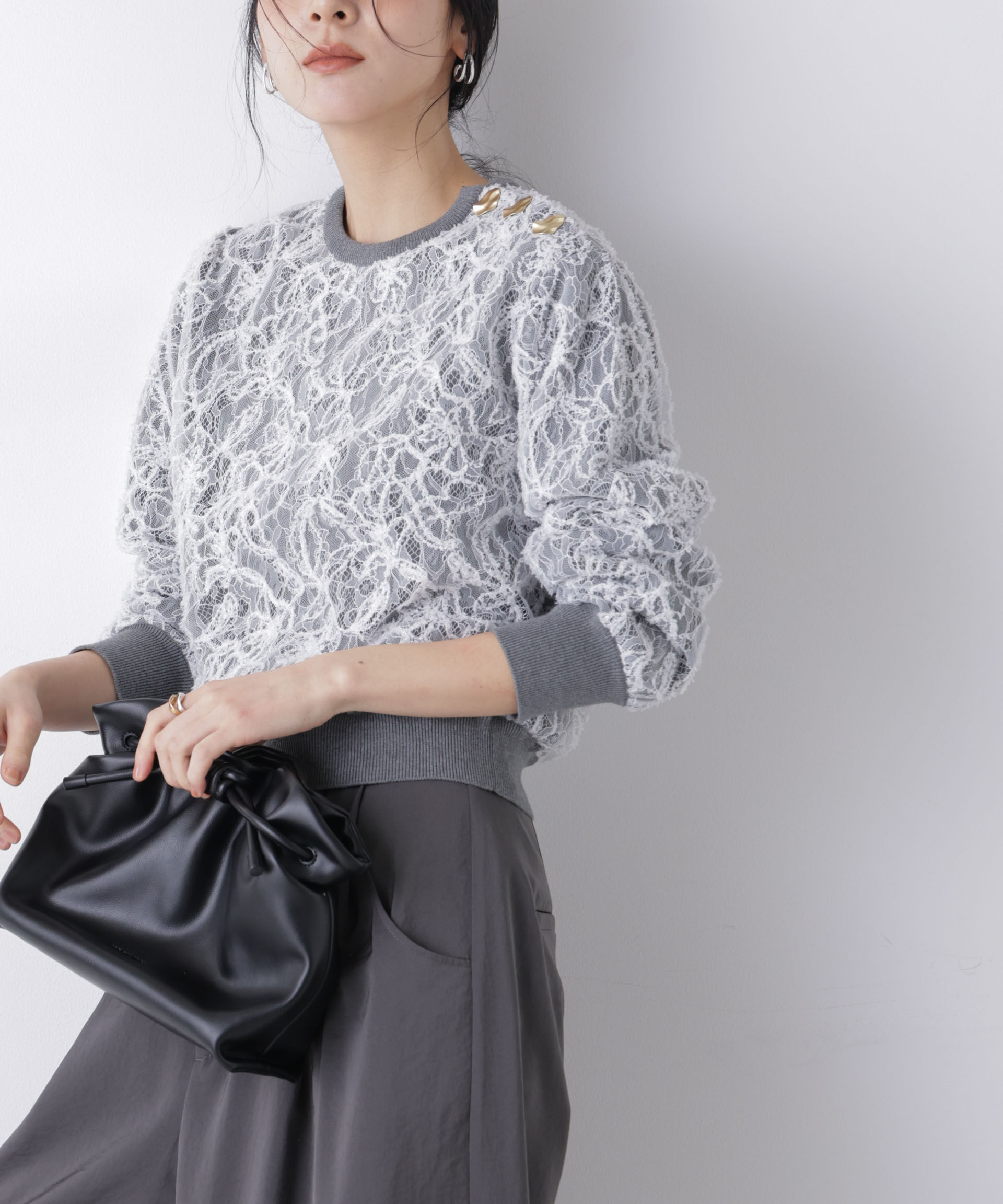 nano･universe「レースレイヤードニットプルオーバー」|ニット・セーター|