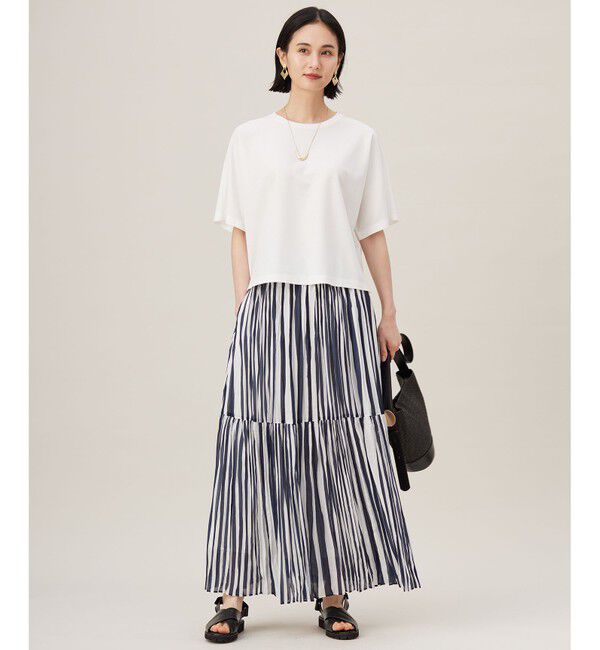 自由区「【接触冷感・洗える】ハンドワッシャープリーツストライプ スカート」|スカート|