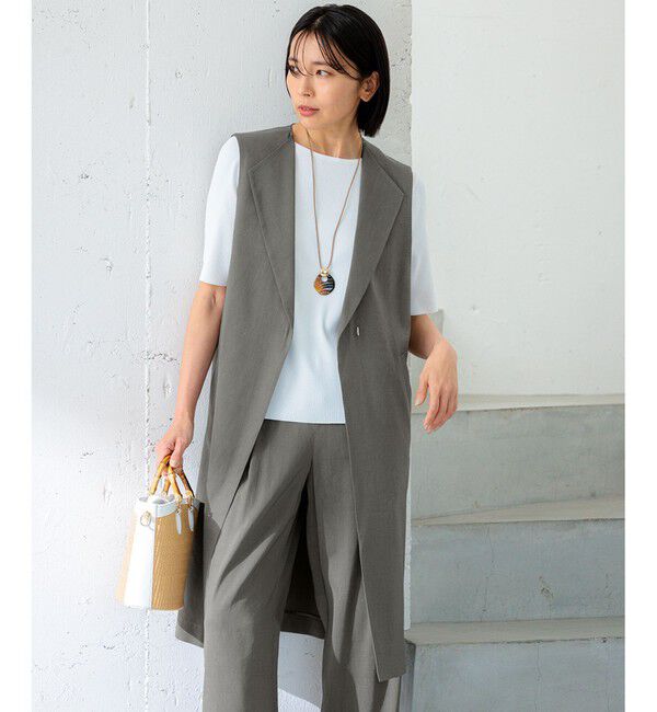 23区「【CLASSY.6月号掲載/洗える】リネンレーヨンストレッチ ジレ」|その他|[WEB限定]ｶｰ