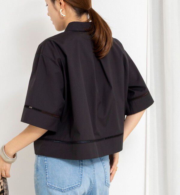 NOLLEY'S「ウォッシャブルはしごレース半袖ショートシャツ」|シャツ・ブラウス|