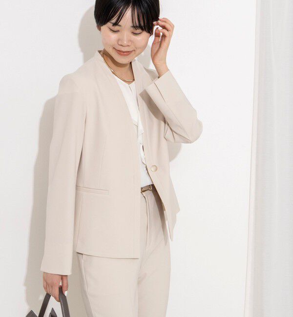 NOLLEY'S sophi「《セットアップ対応》ウォッシャブル2WAYツイルストレッチジャケット」|ノーカラージャケット|