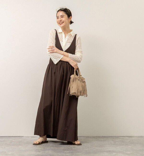 MAQWEL「【追加】【MAQWEL/マクウェル】ウォッシャブルソフトタフタワンピース」|ワンピース|