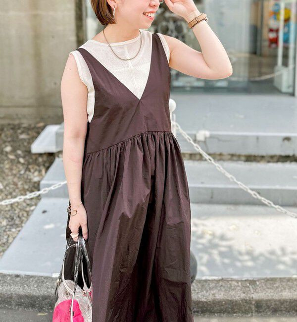 MAQWEL「【追加】【MAQWEL/マクウェル】ウォッシャブルソフトタフタワンピース」|ワンピース|