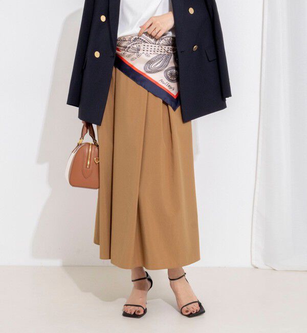 NOLLEY'S「【一部WEB限定色アイテム】ウォッシャブル高機能タックフレアースカート」|フレア|キャメル