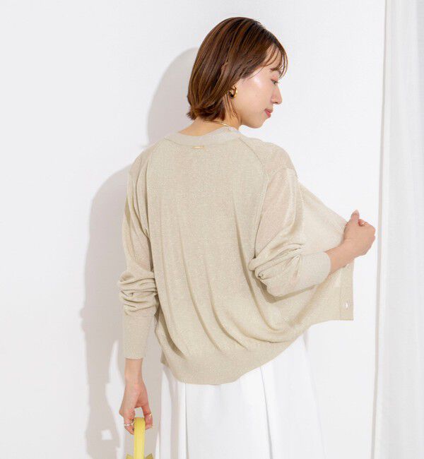 NOLLEY'S「《手洗い可能/アンサンブル対応》ラメVネックカーディガン」|カーディガン|