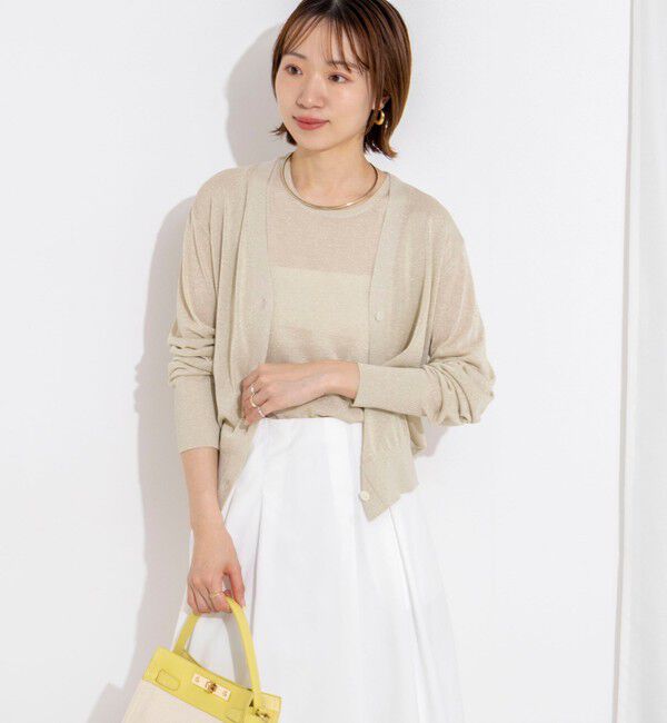 NOLLEY'S「《手洗い可能/アンサンブル対応》ラメVネックカーディガン」|カーディガン|