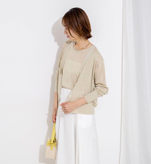 NOLLEY'S「《手洗い可能/アンサンブル対応》ラメVネックカーディガン」|カーディガン|