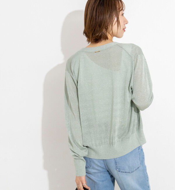 NOLLEY'S「《手洗い可能/アンサンブル対応》ラメVネックカーディガン」|カーディガン|