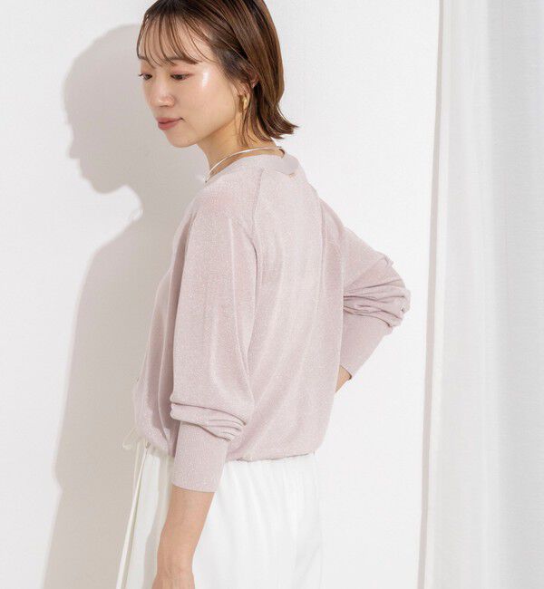 NOLLEY'S「《手洗い可能/アンサンブル対応》ラメVネックカーディガン」|カーディガン|